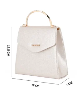 NARDINI - Pochette oro in lurex con manico rigido con strass e tracollina removibile