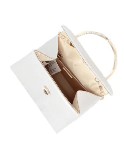 NARDINI - Pochette oro in lurex con manico rigido con strass e tracollina removibile