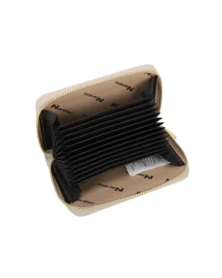 NARDINI - Portacarte beige con chiusura a zip