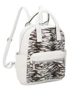 NARDINI - Zaino animalier bianco multitasche intreccio con due manici