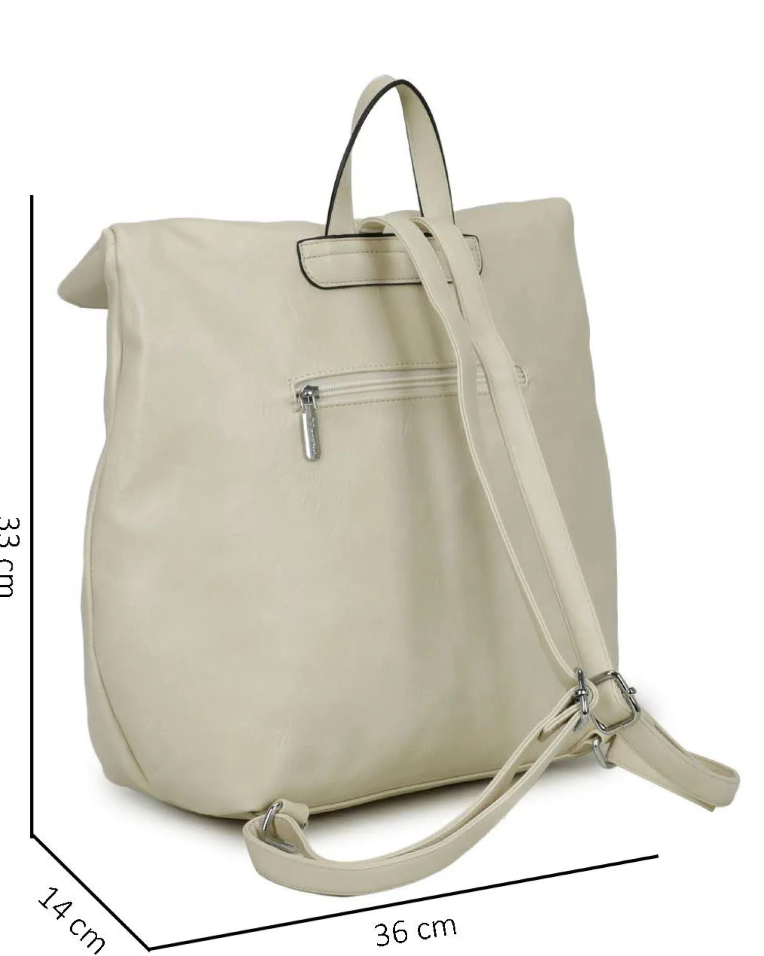 NARDINI - Zaino beige con doppia tasca frontale e patta con zip