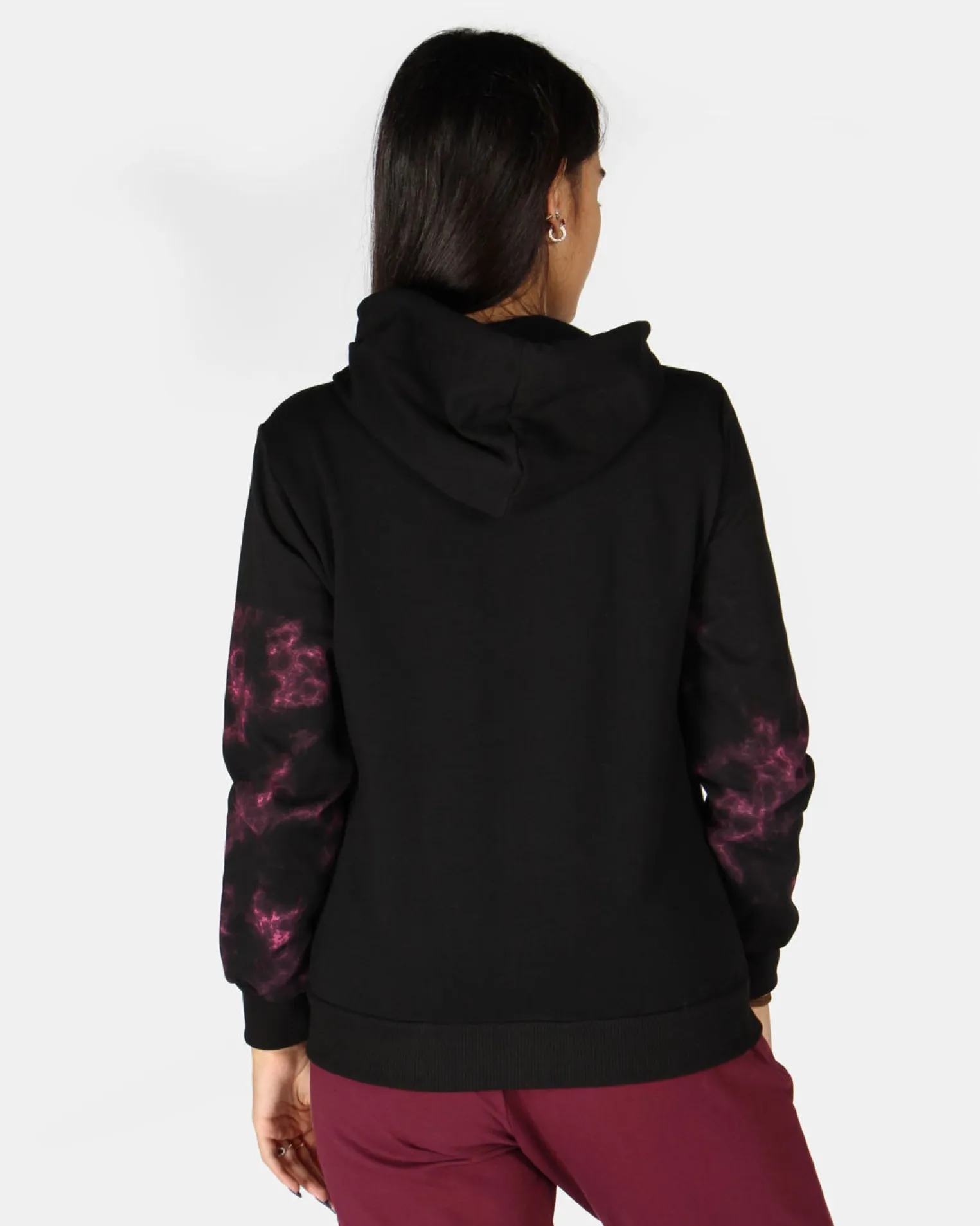 NASA - Felpa nera con cappuccio e full zip da donna