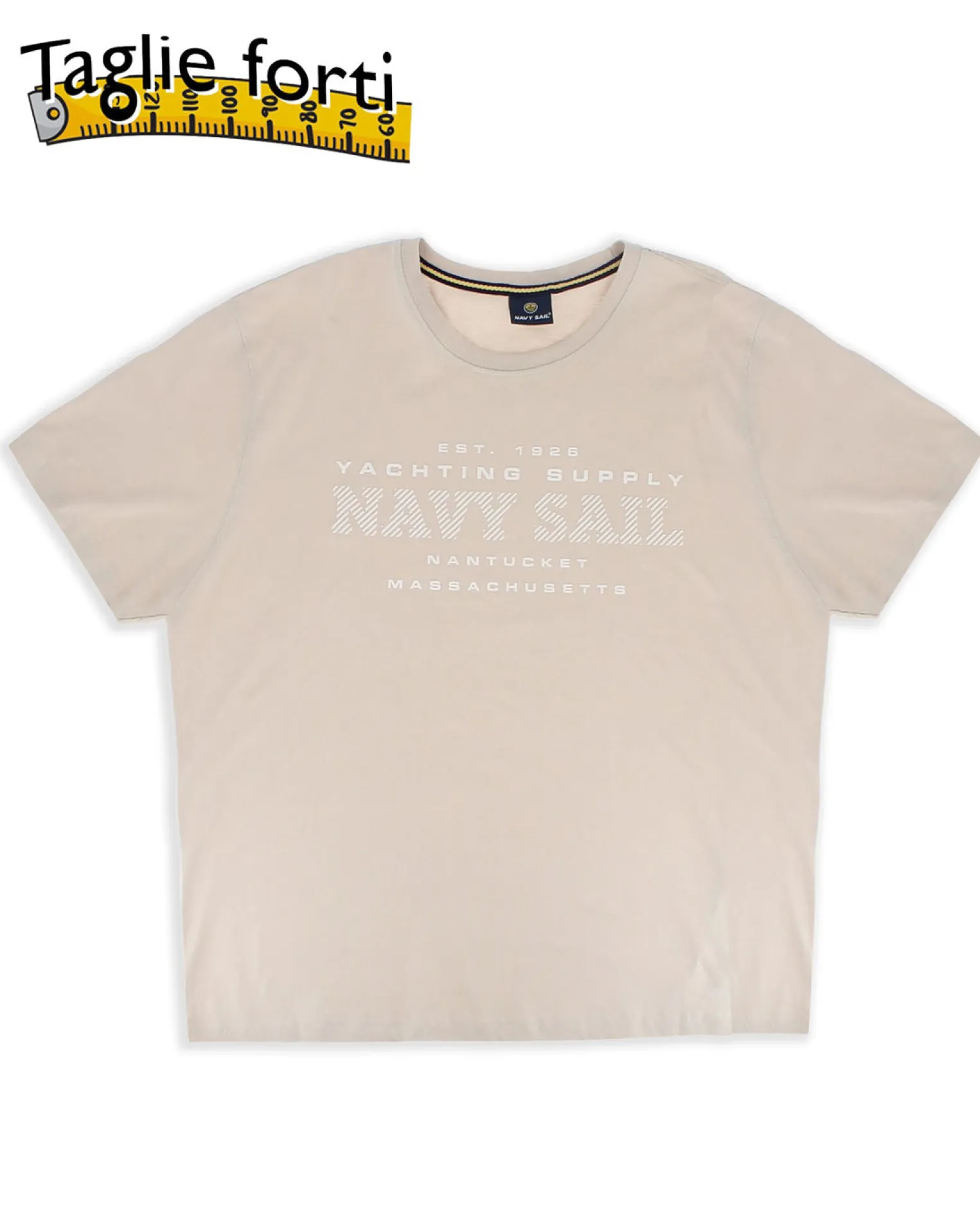 NAVY SAIL - Tshirt over beige da uomo con logo frontale - NYUOV25374