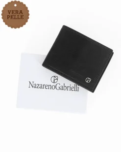 NAZARENO GABRIELLI - Portafoglio nero da uomo in VERA PELLE