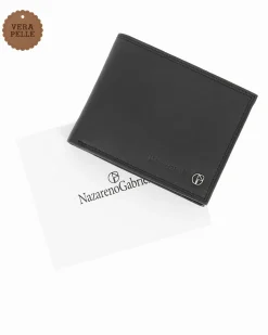 NAZARENO GABRIELLI - Portafoglio nero da uomo in VERA PELLE