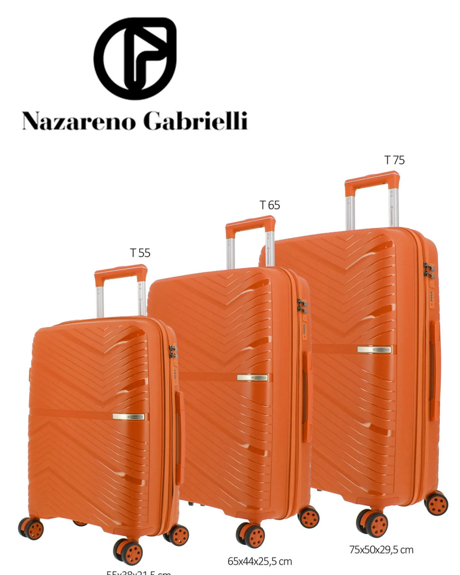 NAZARENO GABRIELLI - TROLLEY ARANCIO IN ABS 4 RUOTE