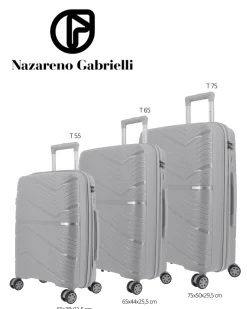 NAZARENO GABRIELLI - TROLLEY ARGENTO IN ABS 4 RUOTE