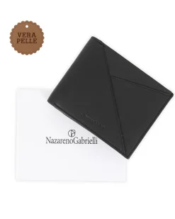NAZZARENO GABRIELLI - Portafoglio nero da uomo in VERA PELLE