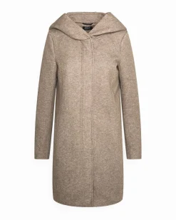 NEON & NYLON by Only - CAPPOTTO DONNA CON CAPPUCCIO MARRONE CHIARO