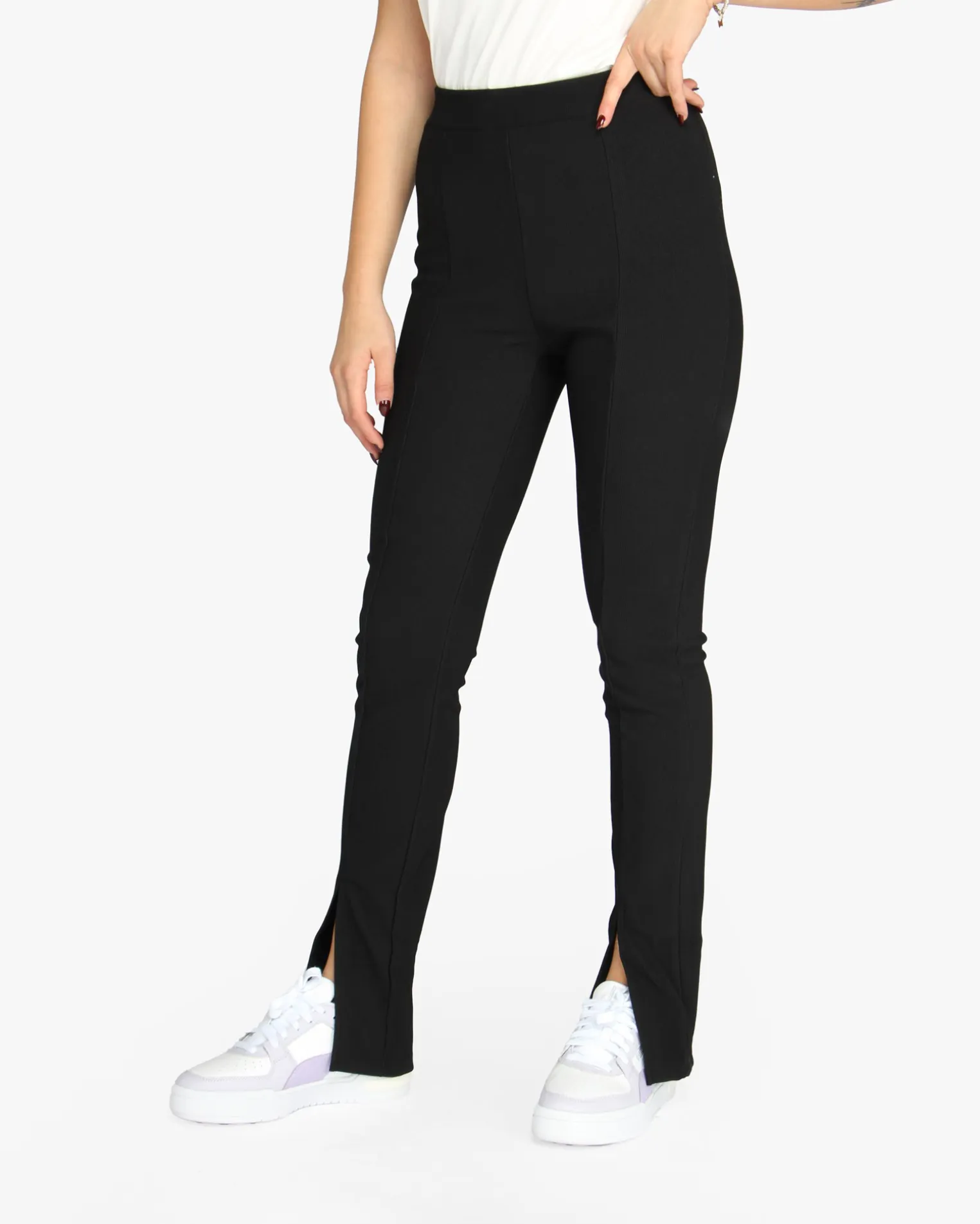 NEON&NYLON by only - Pantalone nero da donna con spacco frontale