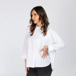 NEON &NYLON - CAMICIA DONNA MANICA LUNGA SVASATA A RICHE