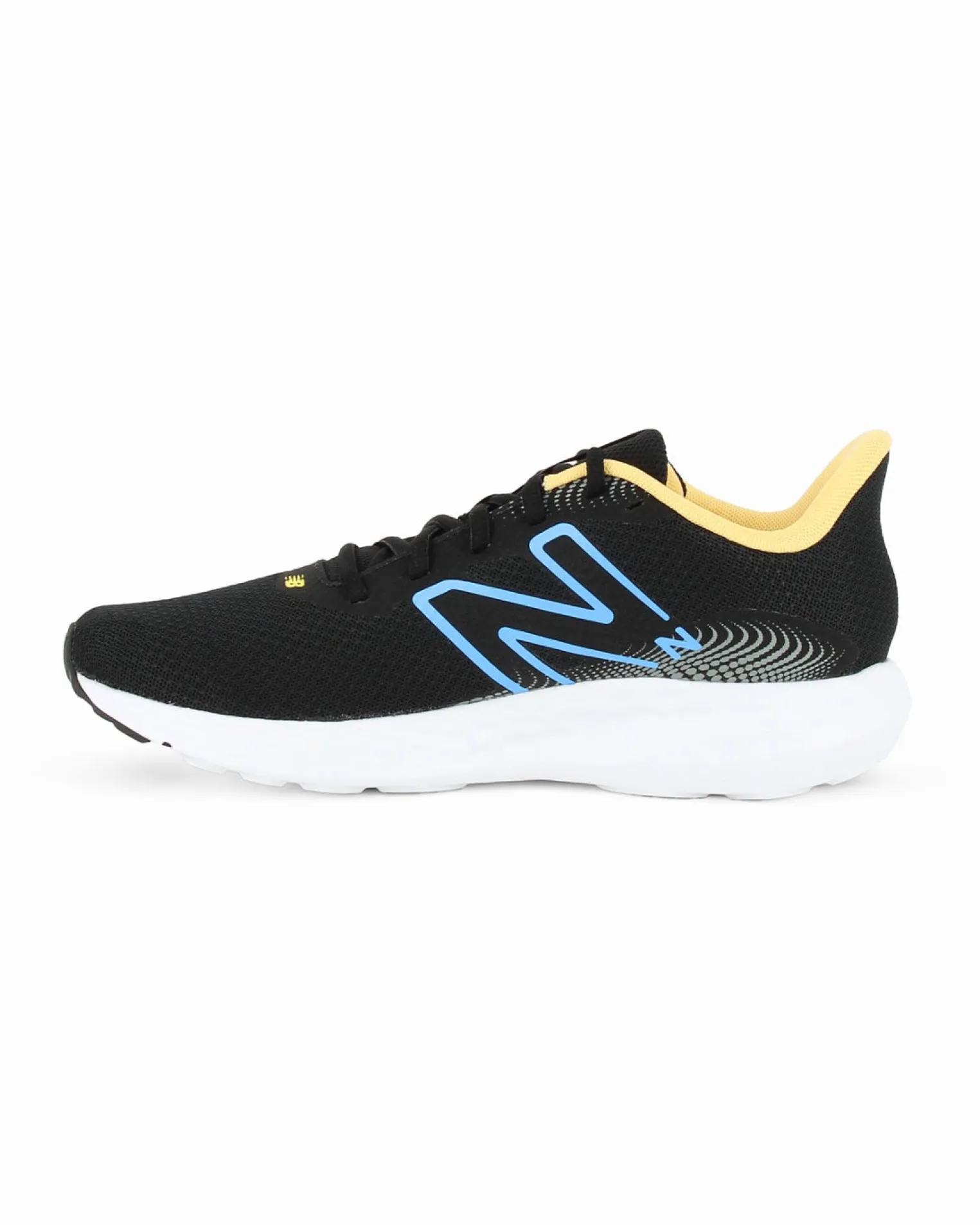NEW BALANCE - SCARPA DA RUNNING NERA CON DETTAGLI GIALLI E CELESTI DA UOMO, M411RM3