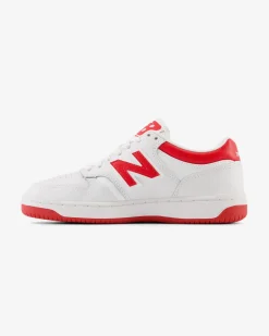 NEW BALANCE 480 - Sneaker da donna bianche e rosse in VERA PELLE con suola in gomma