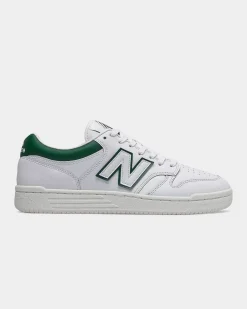 NEW BALANCE - Sneaker da uomo bianche e verdi in VERA PELLE con soletta Ortholite - 480