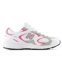 NEW BALANCE -  SNEAKERS JUNIOR LIFESTYLE BIANCHE CON DETTAGLI GRIGI E ROSA DAL 35.5 AL 40, G4083MY