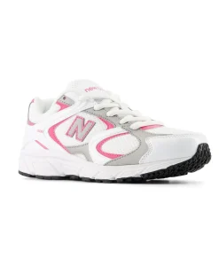 NEW BALANCE -  SNEAKERS JUNIOR LIFESTYLE BIANCHE CON DETTAGLI GRIGI E ROSA DAL 35.5 AL 40, G4083MY
