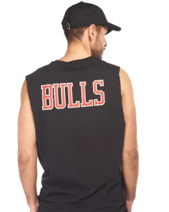 NEW ERA - Canotta da uomo nera in cotone con logo Chicago Bulls