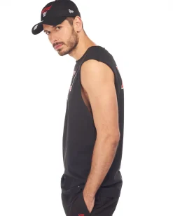 NEW ERA - Canotta da uomo nera in cotone con logo Chicago Bulls