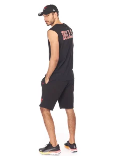 NEW ERA - Canotta da uomo nera in cotone con logo Chicago Bulls
