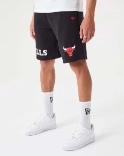 NEW ERA - Pantalone corto oversize fit da uomo nero con logo Chicago Bulls