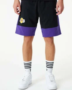NEW ERA - Pantaloni corti neri e viola con logo Lakers