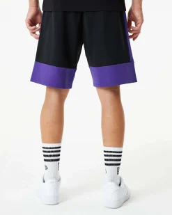 NEW ERA - Pantaloni corti neri e viola con logo Lakers