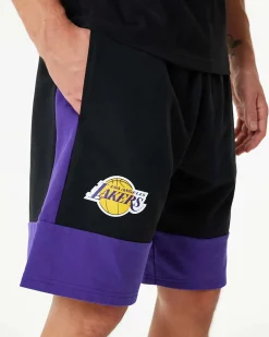NEW ERA - Pantaloni corti neri e viola con logo Lakers