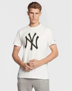 NEW ERA - T shirt girocollo nera in cotone con logo bianco