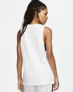 NIKE - Canotta da donna bianca in cotone con logo nero