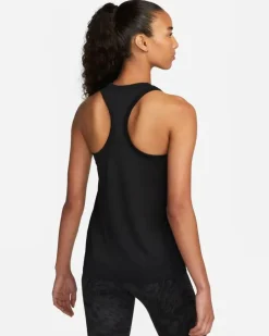 NIKE - Canotta da donna nera in tessuto traspirante con logo bianco