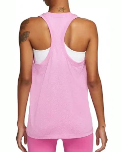 NIKE - Canotta da donna rosa in tessuto traspirante con logo bianco