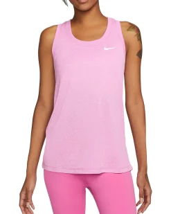 NIKE - Canotta da donna rosa in tessuto traspirante con logo bianco