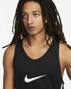 NIKE - Canotta da uomo nera e bianca in tessuto traspirante