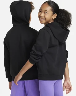NIKE  Club Fleece - Felpa nera con cerniera e cappuccio per ragazzi FD3004/010
