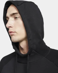 NIKE - Felpa da uomo nera in tessuto traspirante con cappuccio