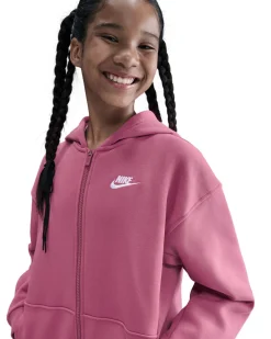 NIKE -  FELPA KIDS CON CAPPUCCIO FULL ZIP SPORTSWEAR CLUB FUXIA  –  FD2931/646