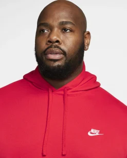 NIKE - Felpa rossa con cappuccio e logo bianco