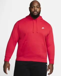 NIKE - Felpa rossa con cappuccio e logo bianco