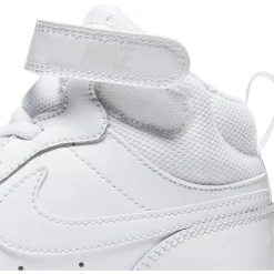 NIKE - Sneaker alta da bambino bianca in VERA PELLE con strappo, numerata 28/35 - COURT BOROUGH MID 2 PS
