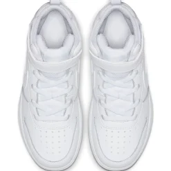 NIKE - Sneaker alta da bambino bianca in VERA PELLE con strappo, numerata 28/35 - COURT BOROUGH MID 2 PS