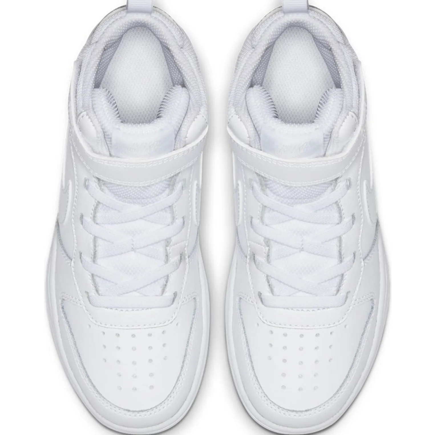 NIKE - Sneaker alta da bambino bianca in VERA PELLE con strappo, numerata 28/35 - COURT BOROUGH MID 2 PS