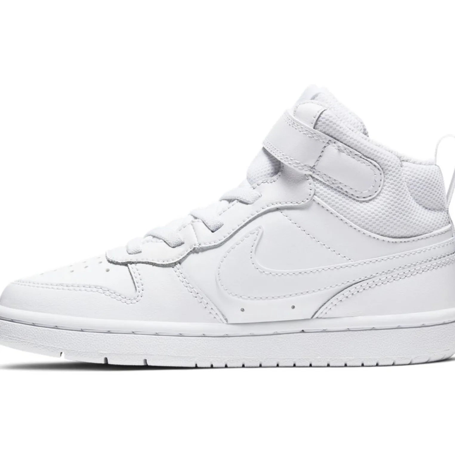 NIKE - Sneaker alta da bambino bianca in VERA PELLE con strappo, numerata 28/35 - COURT BOROUGH MID 2 PS