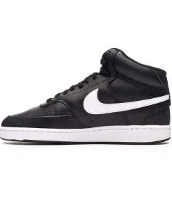 NIKE - Sneakers alta da donna in VERA PELLE nera e bianca - WMNS COURT VISION MID