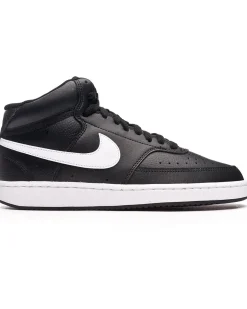 NIKE - Sneakers alta da donna in VERA PELLE nera e bianca - WMNS COURT VISION MID