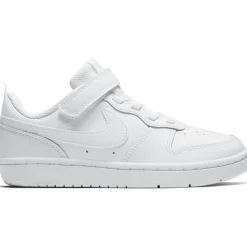 NIKE - Sneakers da bambino in VERA PELLE bianca con strappo, numerata 28/35 - COURT BOROUGH LOW 2 PS