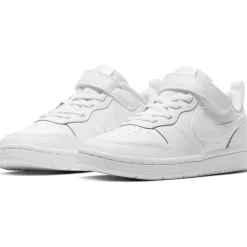NIKE - Sneakers da bambino in VERA PELLE bianca con strappo, numerata 28/35 - COURT BOROUGH LOW 2 PS