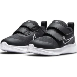 NIKE - Sneakers da bambino nera con logo bianco e doppio strappo, numerata 19,5/27 - STAR RUNNER 3 TD