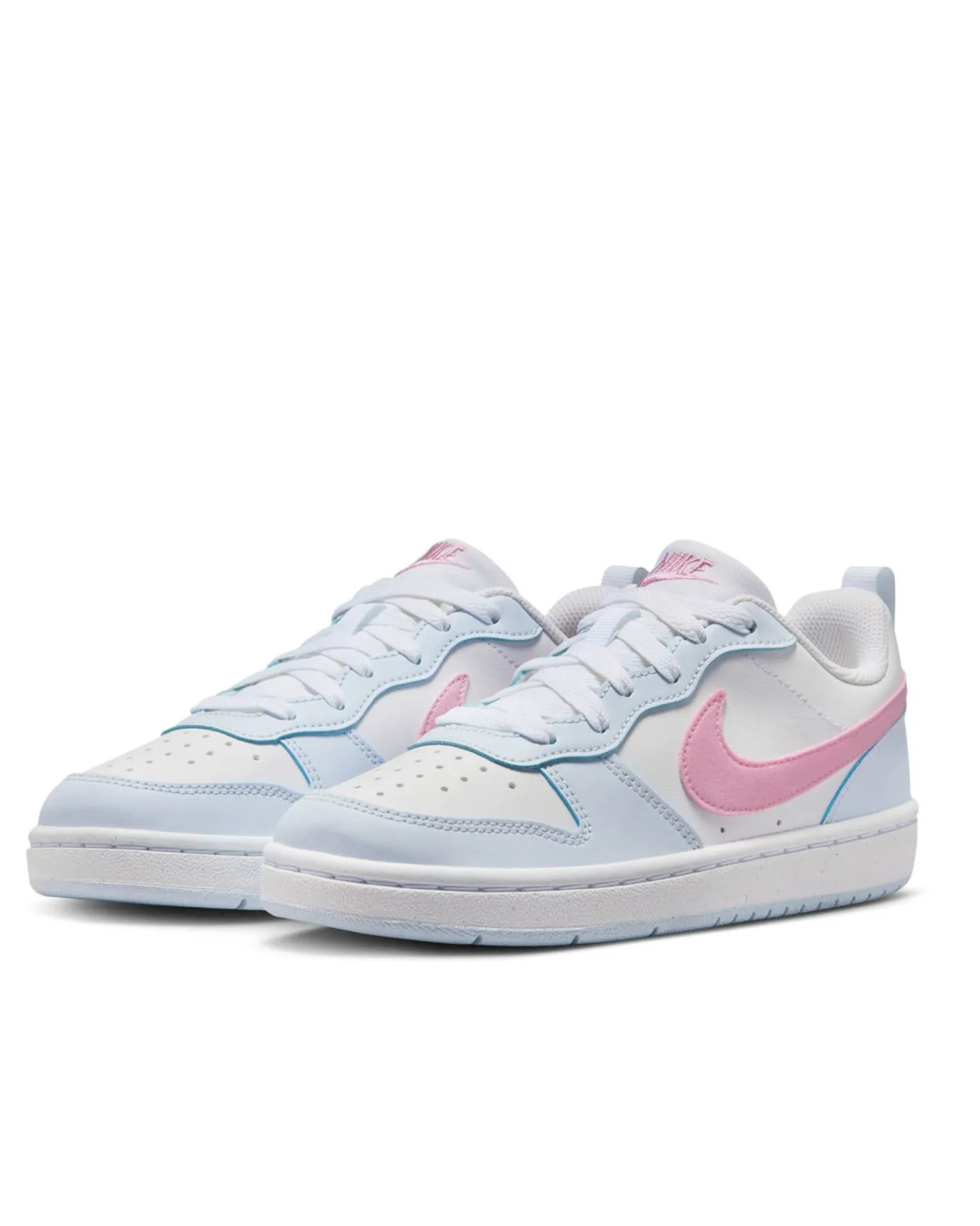 NIKE - SNEAKERS JUNIOR COURT BOROUGH LOW ESSENTIAL+ GS BIANCA, CELESTE E ROSA, DAL 36 AL 40, IQ2725/101