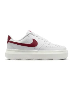NIKE - Sneakers platform bianca COURT VISION ALTA da donna con logo bordeaux -DZ5394/103