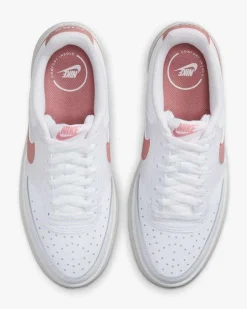 NIKE - Sneakers platform bianca COURT VISION ALTA da donna con logo rosa -DZ5394/102
